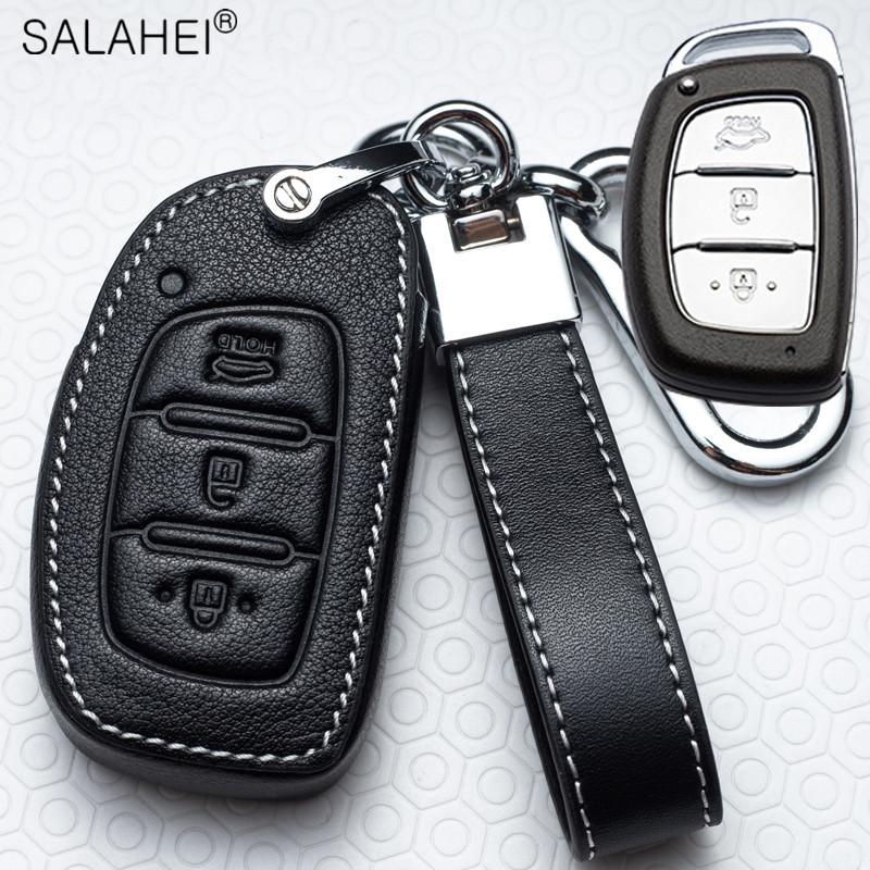 Leather Car Smart Key Cover Case Holder Protection For Hyundai Tucson Mistra Ix25 Ix35 I20 I30 I40 Hb20 Tm