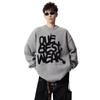 American letter jacquard crew neck sweater men's winter new heavy lazy style knitted sweater high street casual top