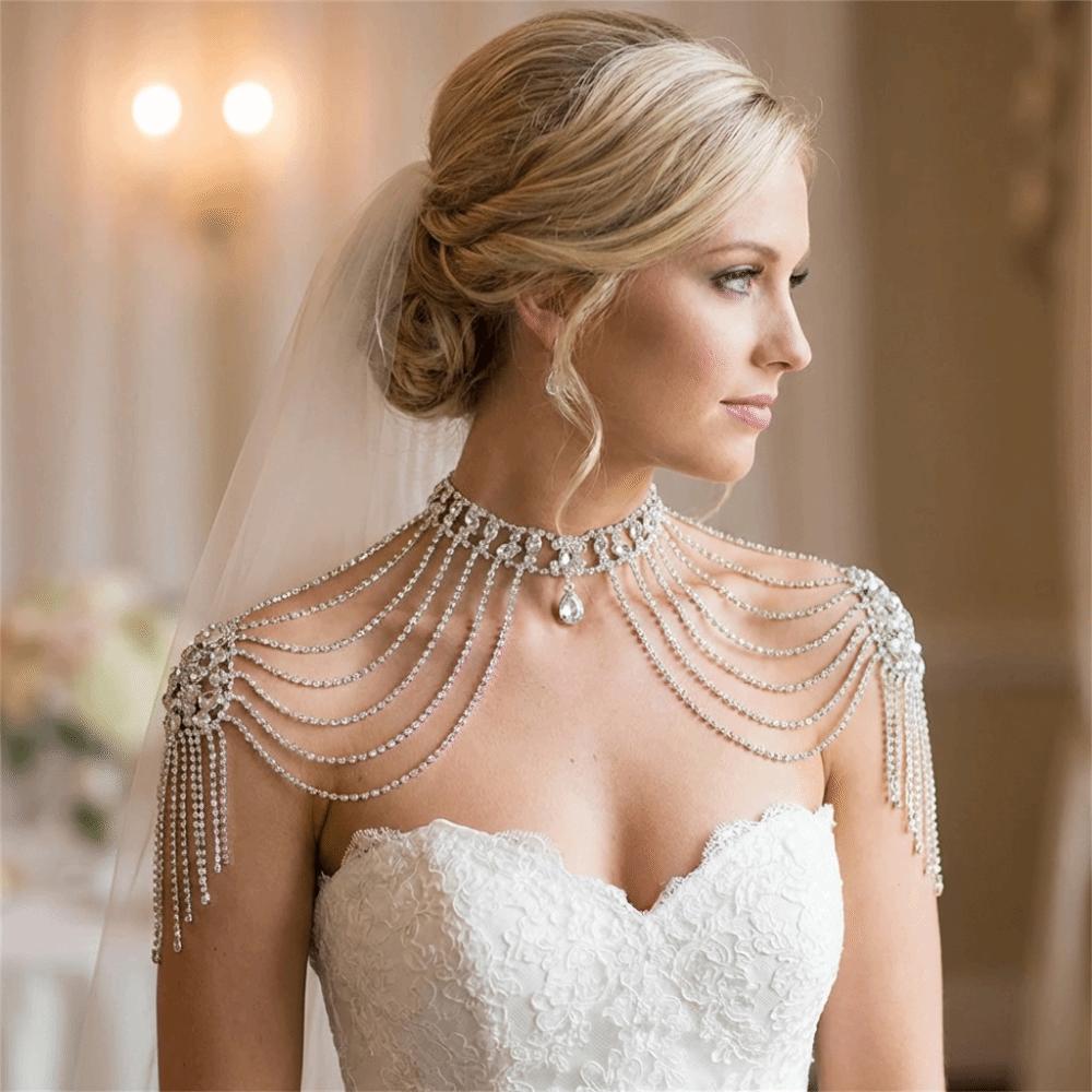 Luxurious Design Rhinestone Shoulder Necklace Shoulder Body Chain  Wedding Ceremony