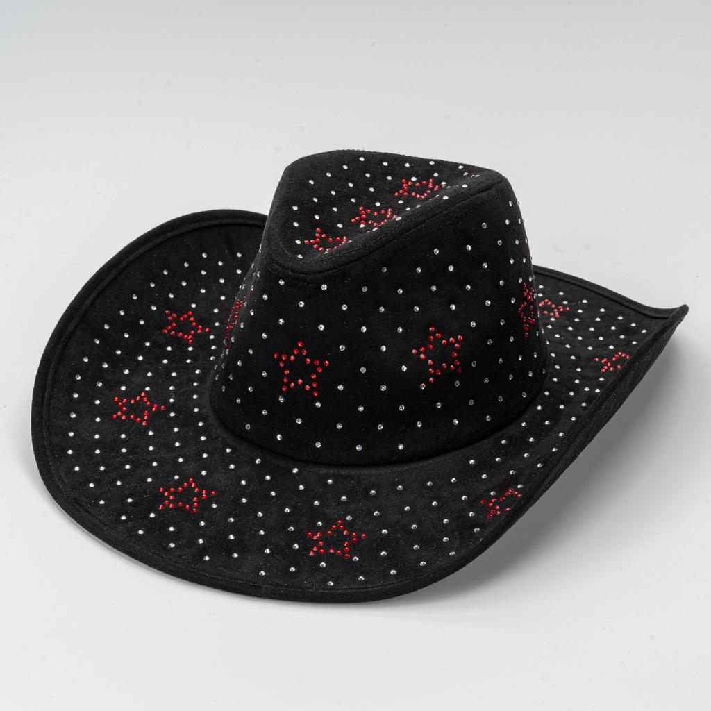 Explosive solid color men's and women's YK full diamond western cowboy hat suede ins wind up and down full diamond depression design