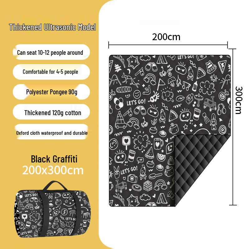 Tapis de pique-nique épaissi à ultrasons: Coussin d'extérieur résistant à l'humidité pour pelouse et camping avec piquets de sol