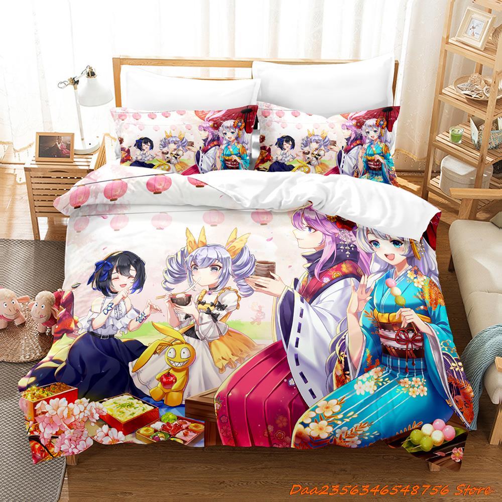 Bettdecke Honkai Impact 3 Bettwäsche-Set Cartoon Anime Dreiteiliges Set Erwachsener Kind Schlafzimmer Bettdecken-Sets 3D Kawaii Mädchen Niedlich Damen Bettwäsche-Set
