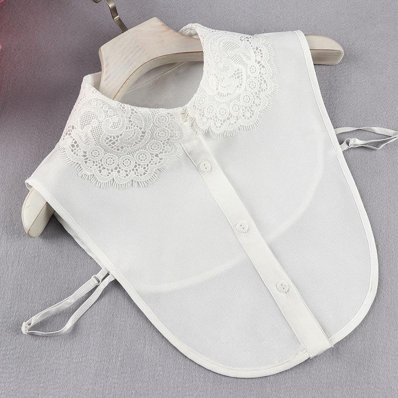 Women's Summer Korean Style Embroidered Chiffon Detachable Collar - Anti-wrinkle, Versatile Decorative Collar