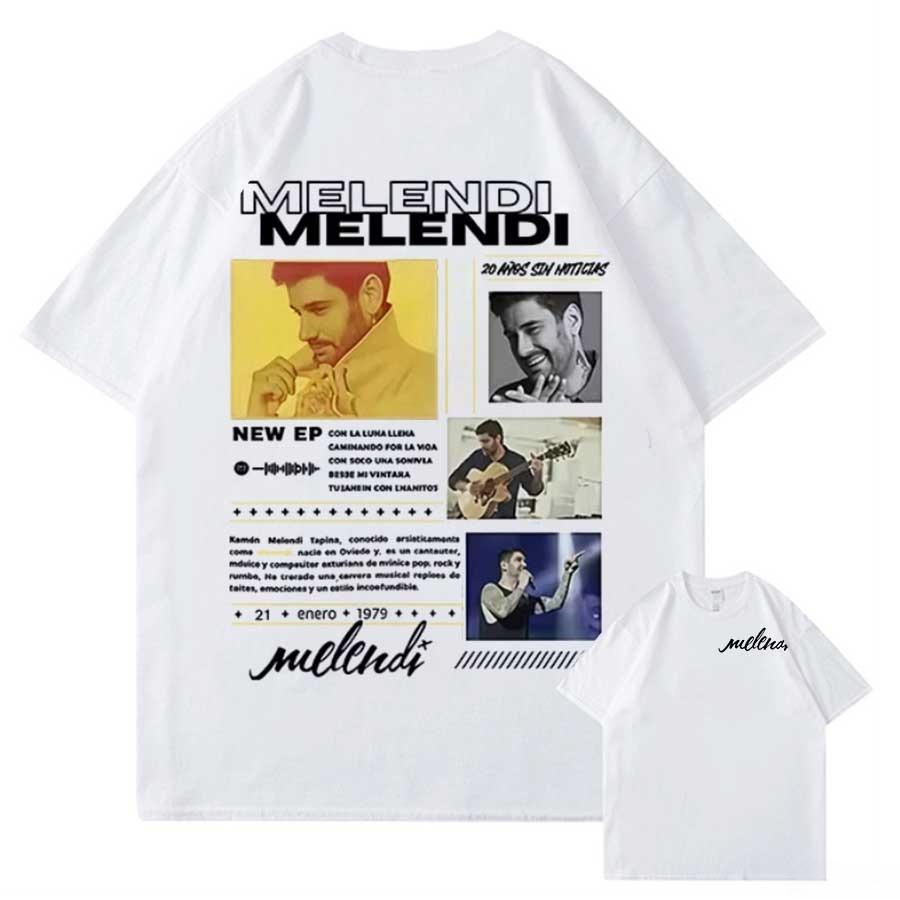 Melendi Merch Tour 2026 T shirt for Unisex Women Hiphop Streetwear Oversized Tops Cotton TShirt