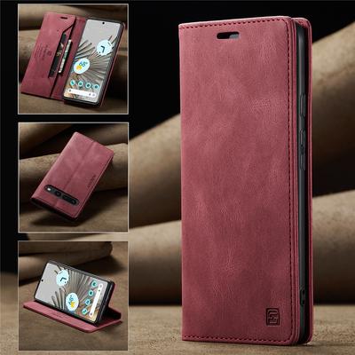 Luxury Genuine Leather Magnetic Wallet Flip Case for Google Pixel 7 6 Pro Card Slot Stand Shockproof Foldable Holder Full Protection Cover