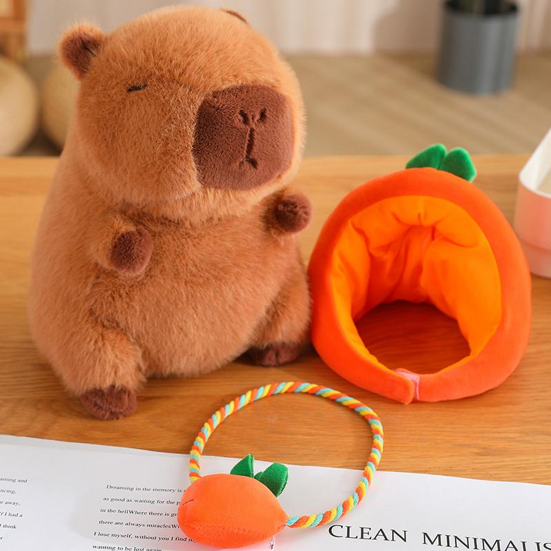 Non-Toxic New Vegetables Hat Capybara Plush Toy Simulation Capibara With Carrot Eggplant Pumpkin Stuffed Animals Birthday Gift