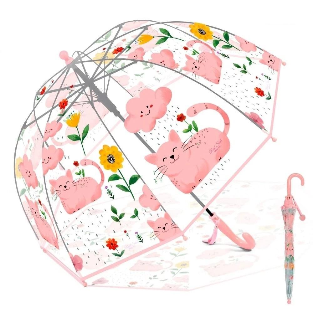 Transparent Long Handle Umbrella Easy Grip Hook Kids Umbrella Lightweight Dome Umbrella  Children