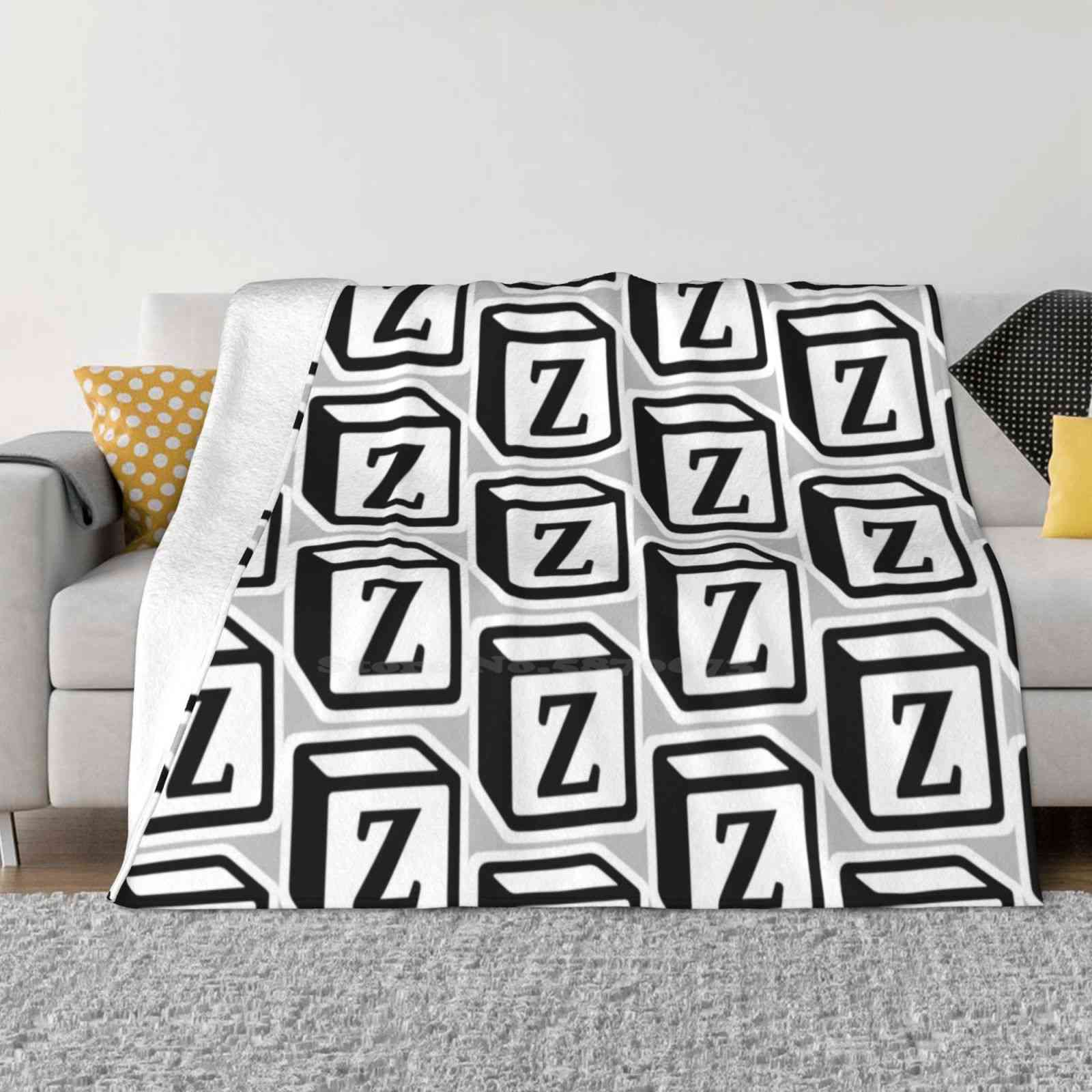 Letter   Z   Block Personalised Monogram Fashion Soft Warm Flannel Blanket Monogrammed Initials Name Block Cube Customised 30x40in