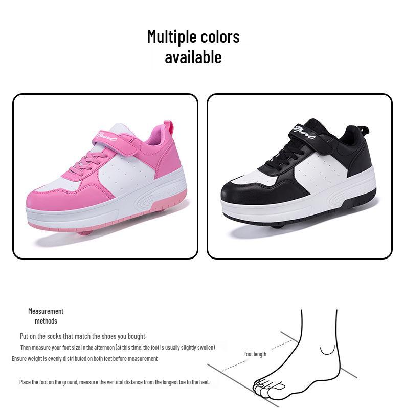2025 Rollschuhe für Jungen & Mädchen, Doppelschuhe, Trendige Knopf-Rollen Freizeitsport-Schuhe