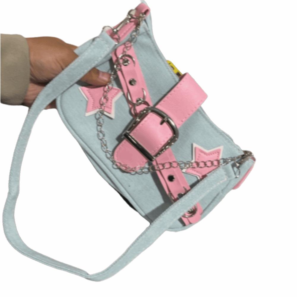 Handbag Korean Style Shoulder Bag Star Pattern Denim Tote Bag Vintage Y2k Underarm Bag  Outdoor