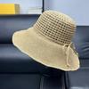 Extra fine straw hand crochet straw hat women's summer foldable sunscreen bucket hat summer travel visor