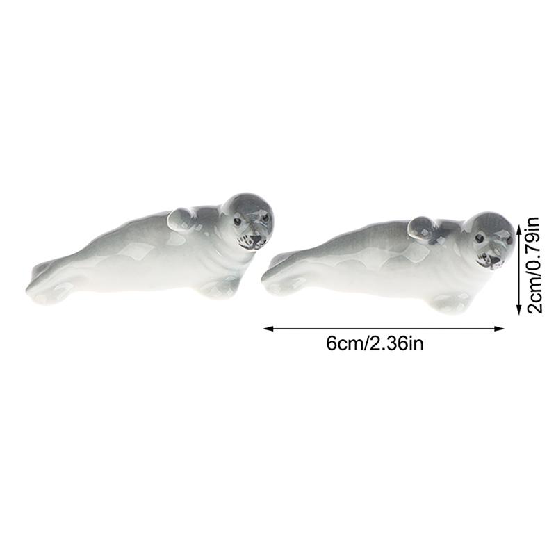

M-2Pcs Ceramic Chopstick Holder Sea Lion Seal Design Kitchen Tableware Household Decor Chopstick Rest Pillow