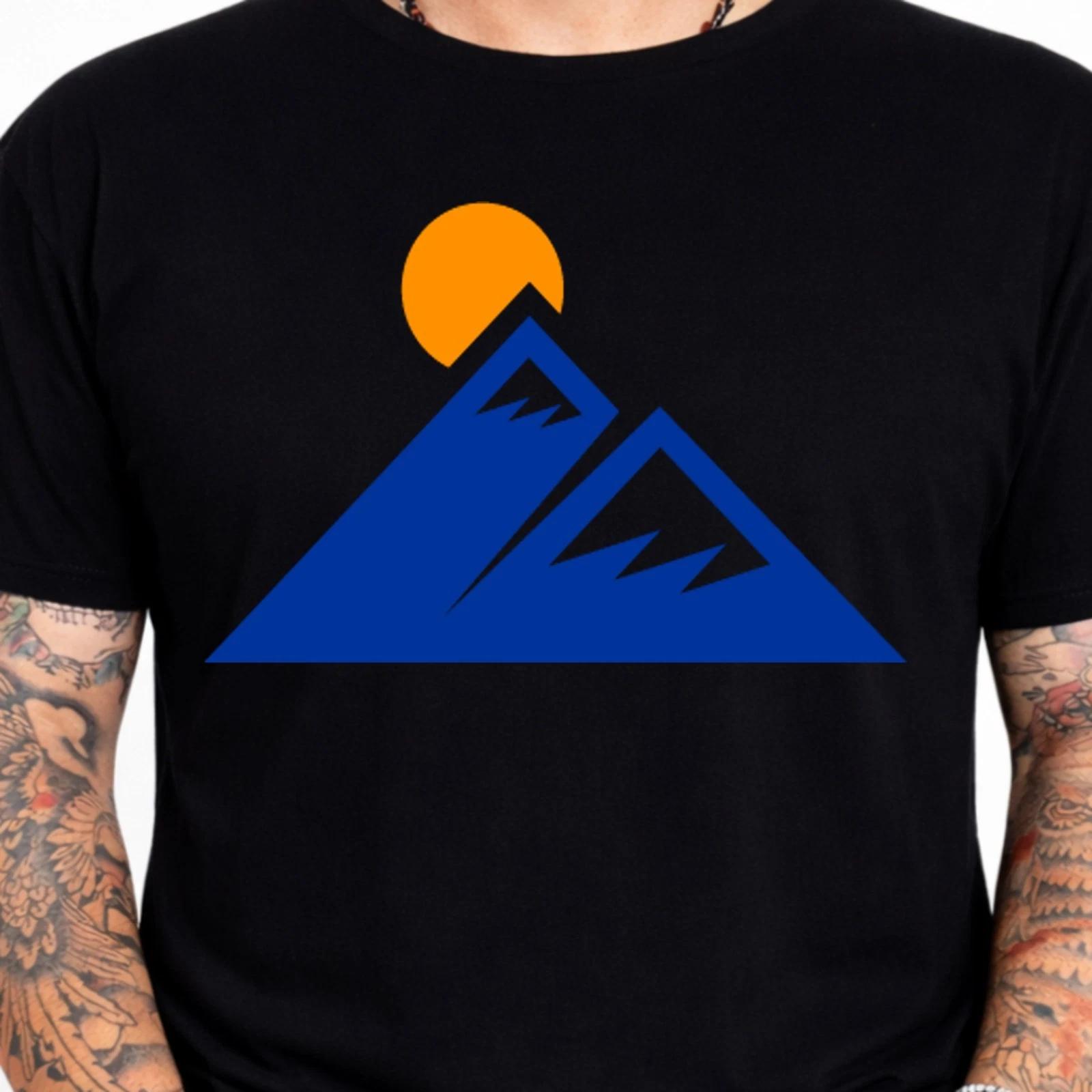 Mountain Sun Geometric Graphic T-Shirt Minimalist Outdoor Tee Hiking Nature S
