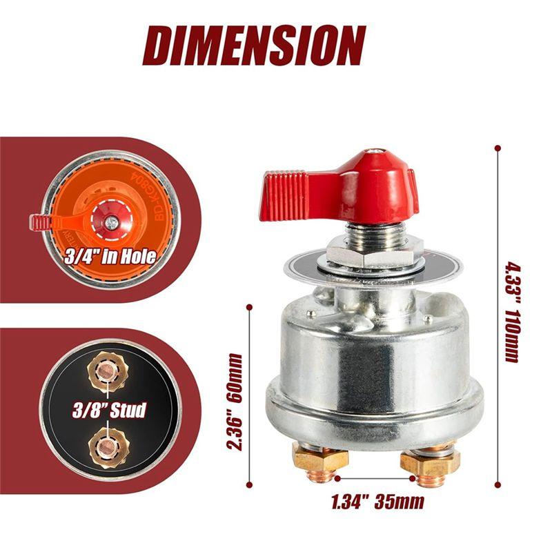 Portable High Current Battery Disconnect Switch 300A,12 24V Master Battery Power Cut Isolator Switch With Face Plate For Car