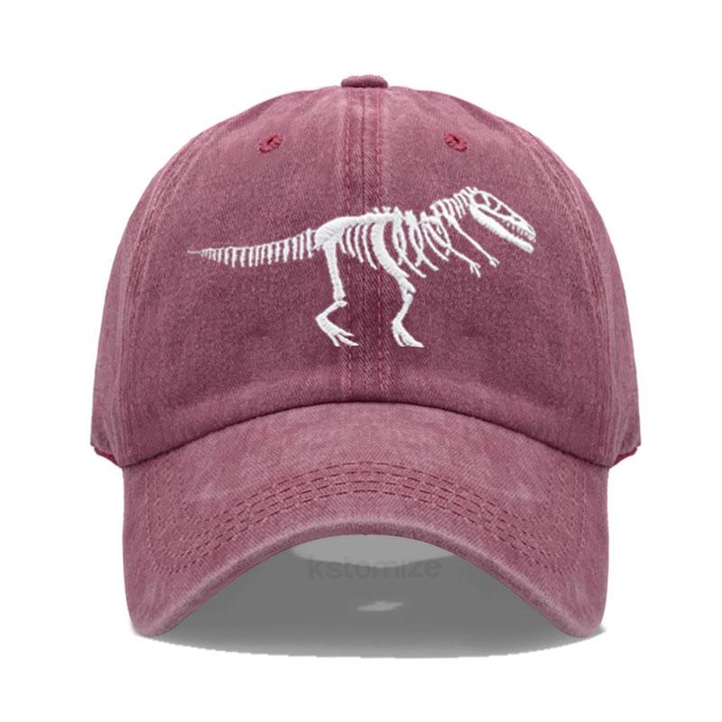 Dinosaur Skeleton Embroidered Baseball Cap for Women Men Fashion Adjustable Soft Cotton Dad Hat Unisex Classic Golf Caps