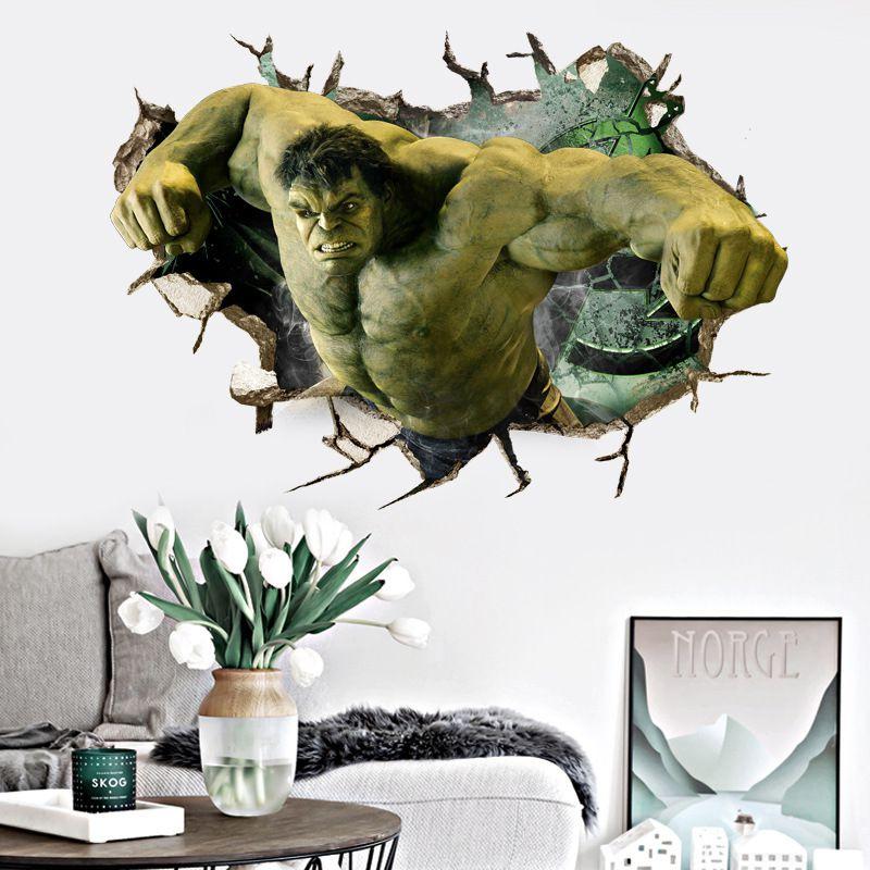 Vibrant 3d Superhero Avengers Wall Stickers Kids Cartoon Room Decor Removable Pvc Wallpaper