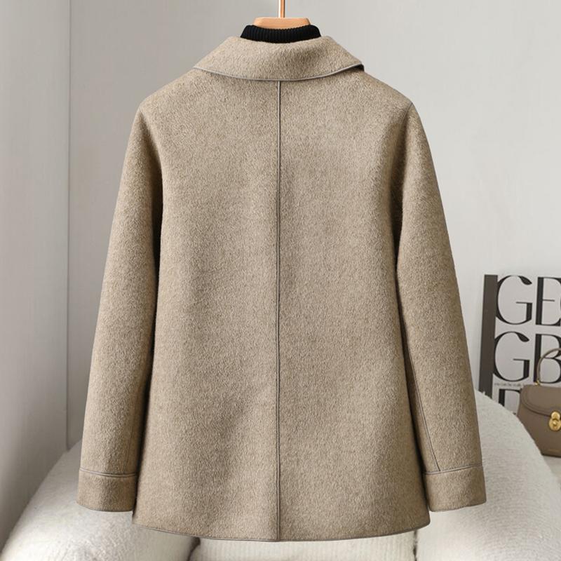 Middle Age Women's Wool & Blends Coats Plus Size Autumn Elegant Loose Outerwears Lady Jackets