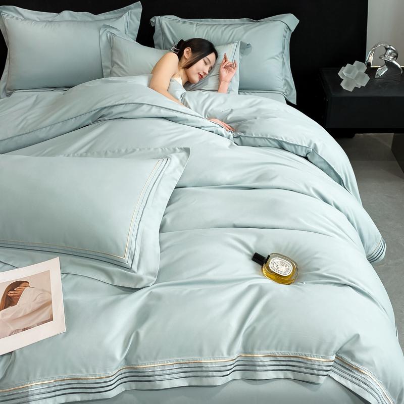 4pcs King/Queen Size Bedding Set Soft Washed Cotton Duvet Cover Skin Friendly Breathable Home Textile Luxury Bed with Pillowcase