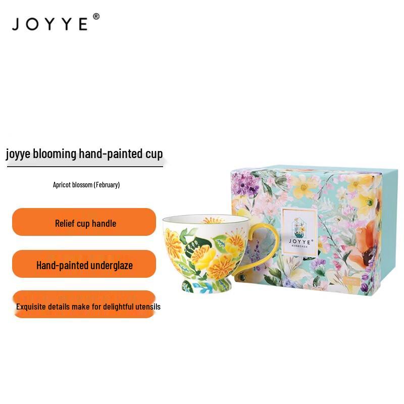 JOYYE Prosperous Flowers Hand-Painted Ceramic Cup