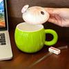 Coconut Mug Creative Summer Girl Heart High Beauty Cute Ceramic Cups Large Capacity with Lid Water Cup Drinkware