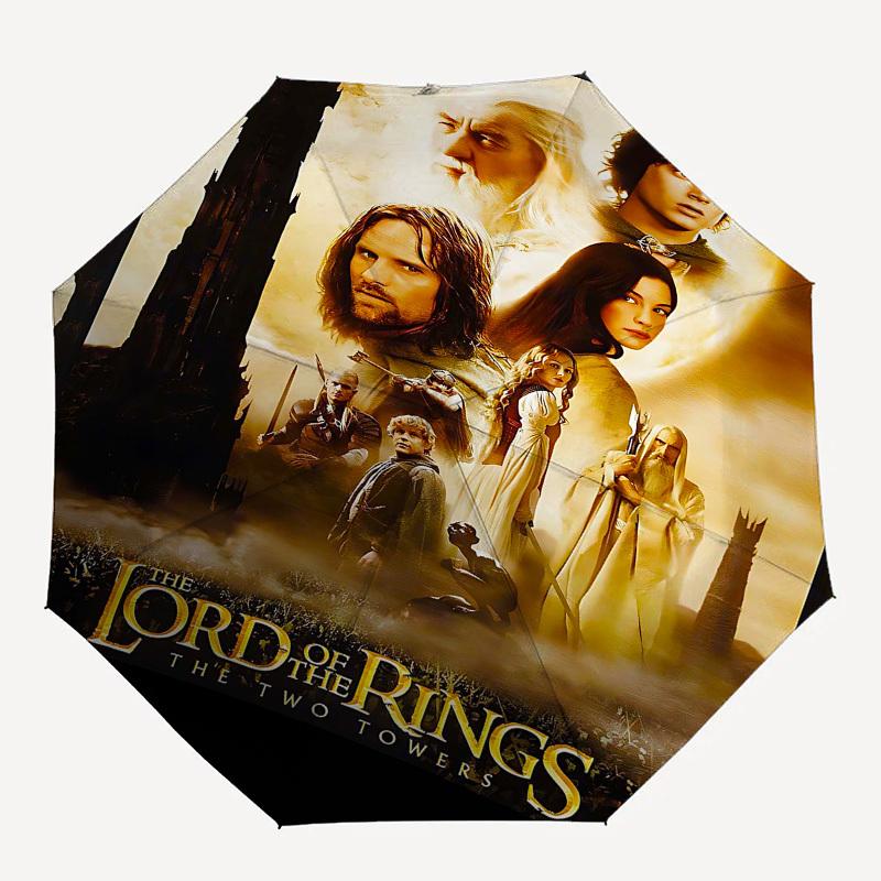 

1pc The Lord of the Rings Two Towers Automatic Folding Umbrella - Compact 8-Rib Design, Durable Plastic & Iron1135L