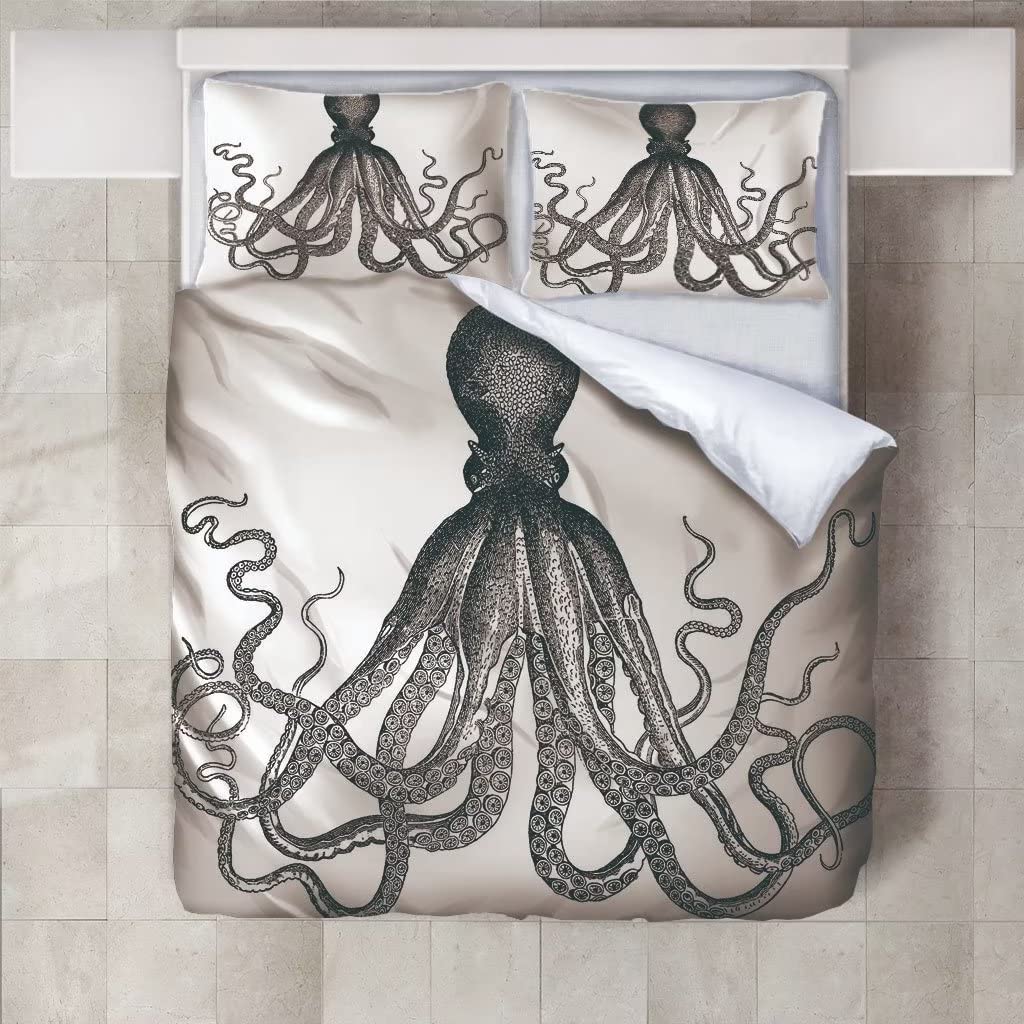

Squid Duvet Covers For Kids Teens Queen Lightweight Bedding Sets Marine Life Sea Animal Bedspread Covers Bedroom Decor No Quilt EU Single(135*200cm)3pcs