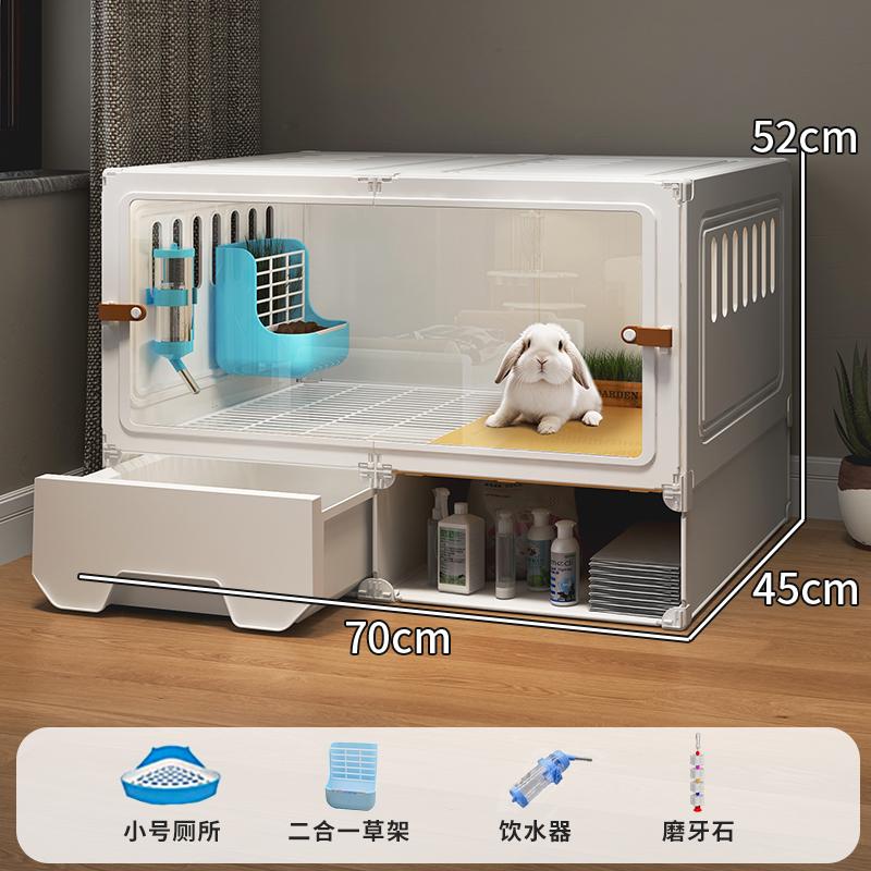 Panoramic Double Layer Rabbit Cage Large Indoor Bunny Habitat with Toilet Luxury Pet Villa for Rabbits Spacious Hutch with Tray