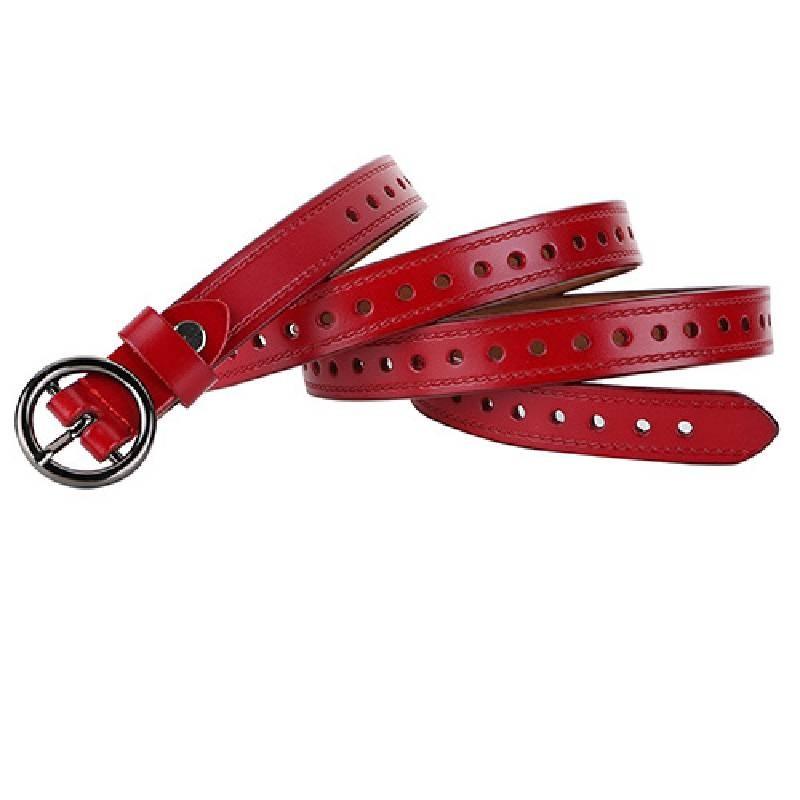 Vintage Style Leather Belt For Women With Alloy Pin Buckle And Pure Color Design