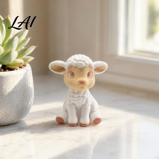 PLA Sheep Statue 3D Printed Figurine Mini for Desk Decor Ornament Sitting Lamp Sculpture Ornament Gift Animal Lovers Shape Figurine