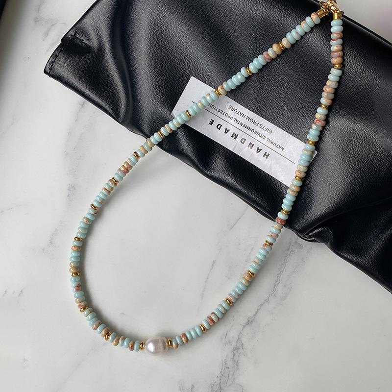 

Ожерелье из камня Шоушань, цепочка на ключицу из натуральной змеиной кожи с бусинами, простая литературная и ретро-цепочка на шею из пресноводного жемчуга высокого класса