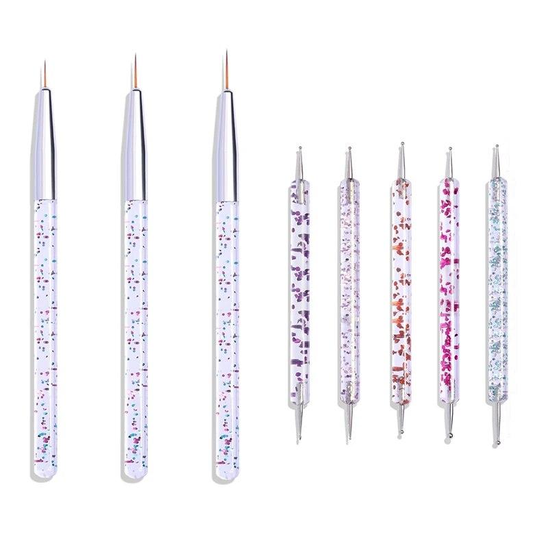 5/20Pcs Nail Art Brush Design Tip Painting Drawing Carving Dotting Pen Professional Nail Brushes Set Nail Art Manicure Tools