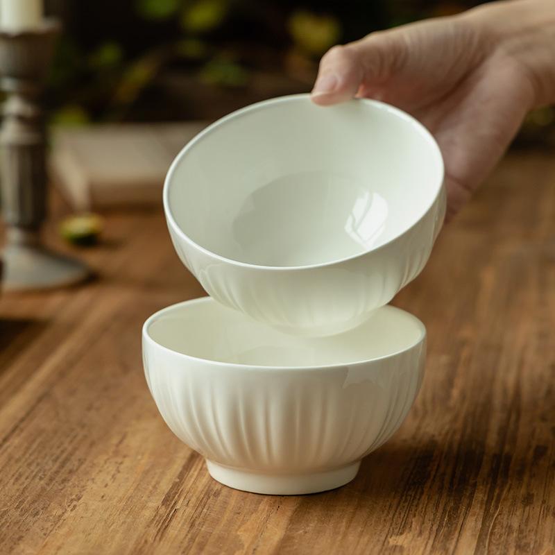 Cremewind Keramik Reisschüssel Premium-Sinn Schlichte Frühstücks-Porridge-Suppenschüssel Rund Praktisch Zuhause Täglich Salatschüssel