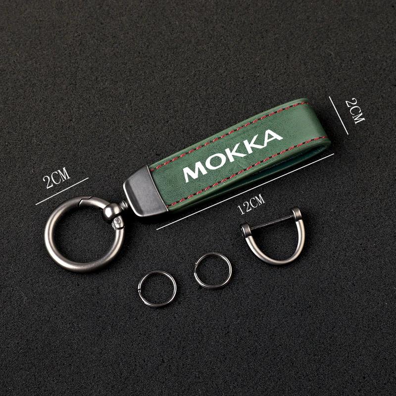 

High-Grade Leather Car KeyChain 360 Degree Rotating Horseshoe Key Rings For OPEL MOKKA Car KeyChain Car Accessories зелений