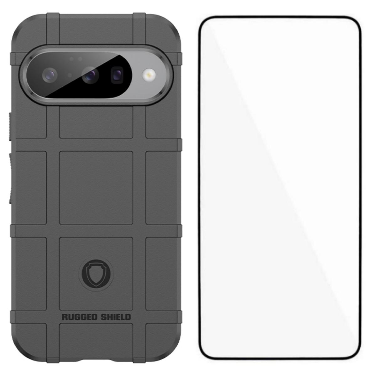 

Серия WANLONFENG HD Чехол для Google Pixel 10 с защитной пленкой, TPU чехол для телефона с сетчатым дизайном большого отверстия для объектива Black