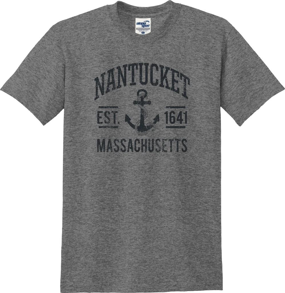 Nantucket Massachusetts Est. 1641 Anchor Distressed Unisex T Shirt (S-5X)