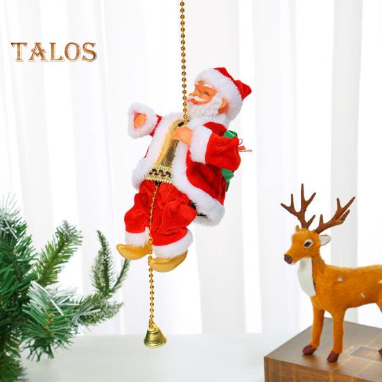 Weihnachtsmann mit Musikalischer Puppe, Weihnachtsmann, Kletterleiter, Perlen, Hängedekoration, elektrisches Kinderspielzeug für Weihnachtsbaum, Hochzeitsfeier