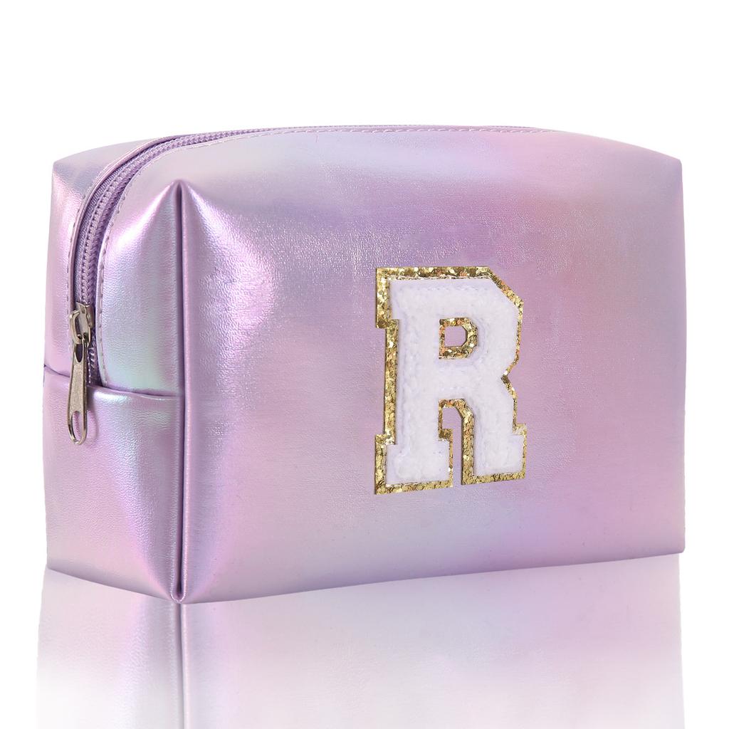 Octagon Bag Embroidery Alphabet Makeup Bag Large Capacity Toiletry Bag Travel Storage Bag Clutch Bag