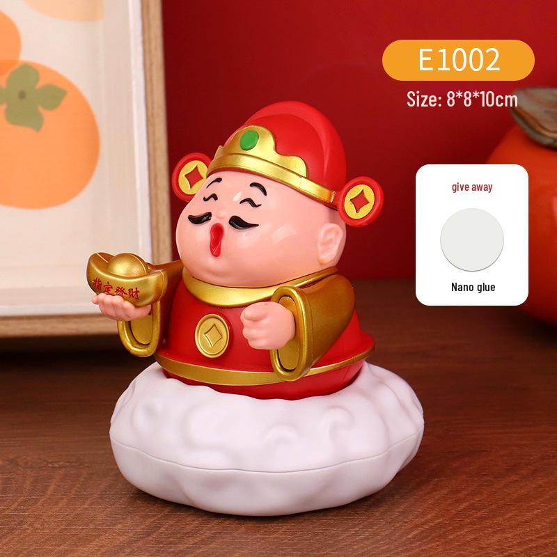 Solar-Powered Fortune God Waving Ornament - Stress Relief & Festive Charm for Car or Office, Perfect Birthday Gift