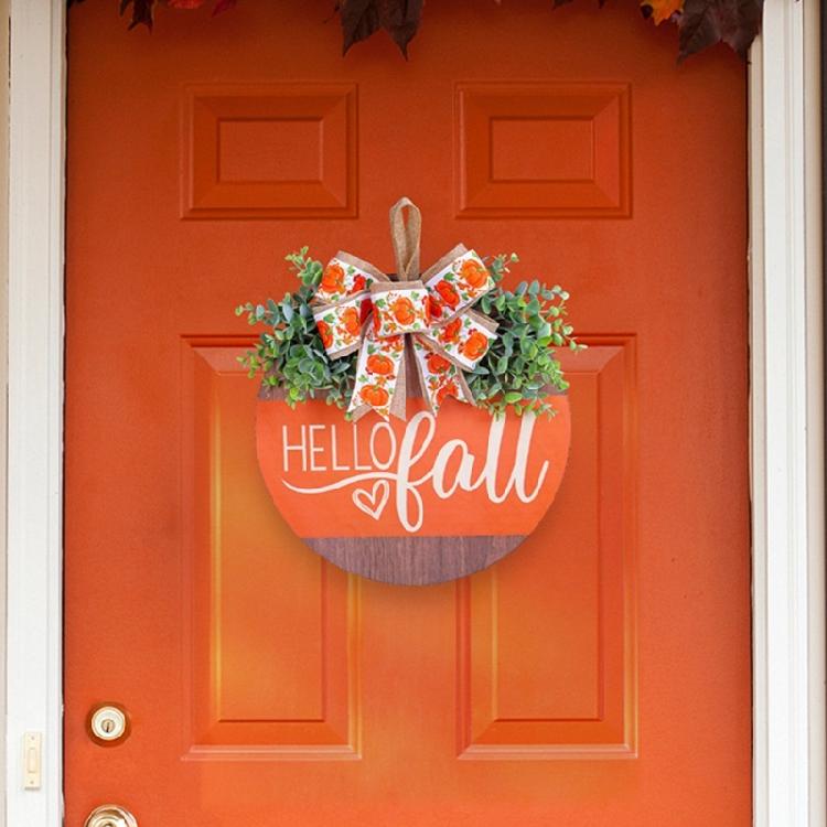 Elegant Fall Pumpkins Bowknot Wood Hanging Ornament Sign Fashion Accessory for Festival Home and Yard Decoration