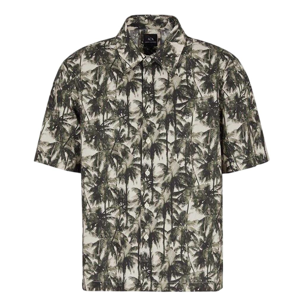 Armani Exchange Mens Palm Regular Short-Sleeved Shirt