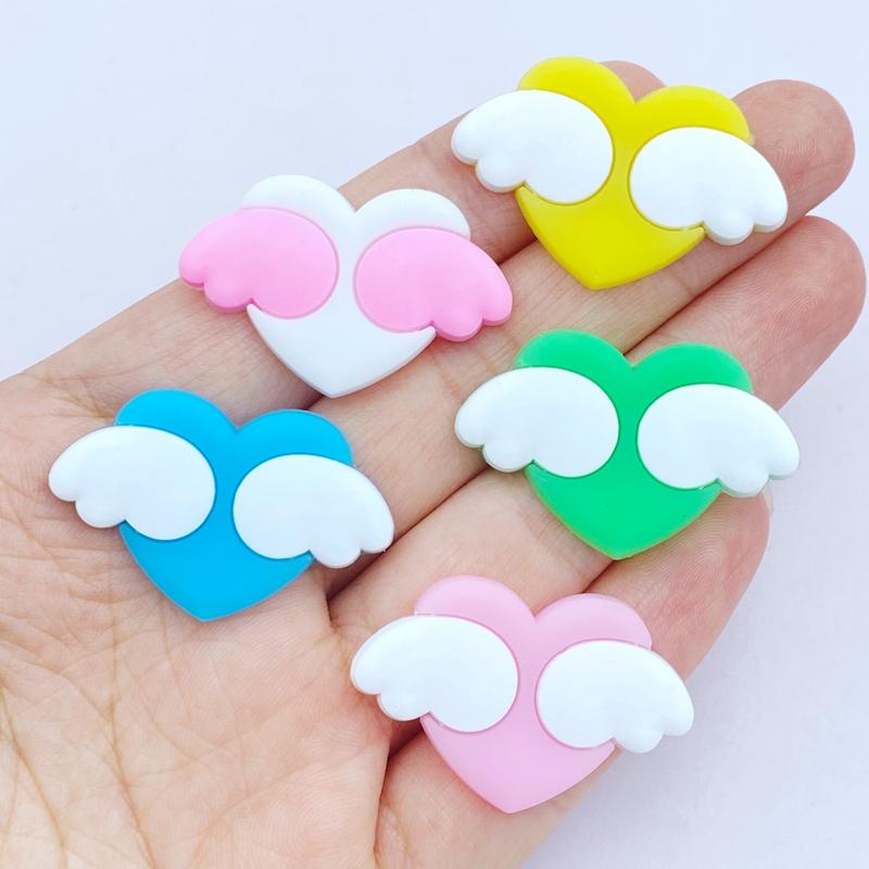 20pcs Cute Mini Cartoon Little Wings Of Love PVC Flexible Glue Flat Back DIY Scrapbook Embellishment Phone Craft Decoration
