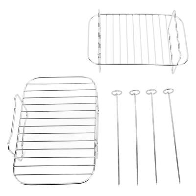 Fryer Rack Double Layer 304 Stainless Steel Rectangular with G Skewer Fryer Cooking Rack Fryer