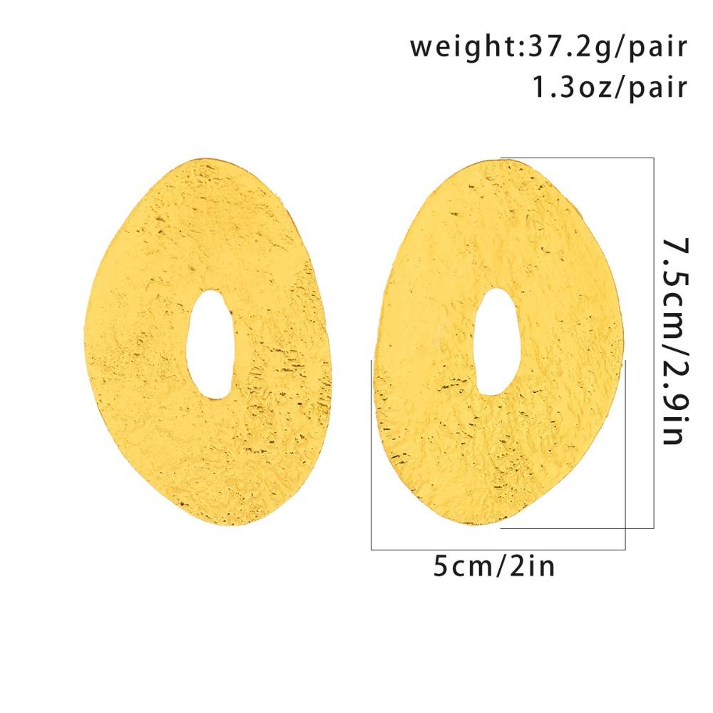 Exaggerated Personality Irregular Geometry Hollowed-out Round Piece Liquid Metal Stud Earrings for Women Trend Designer Jewelry