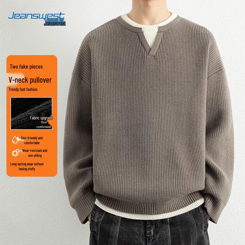 Jeanswest Men s Faux Layered V-Neck Knit Sweater 2XL