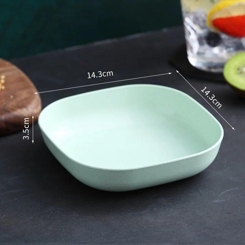 Simple Wheat Pp Plate Dessert Dishes Fruit Bread Dinner Plates Squre Solid Tray Kitchen Household Tablewares Utensils