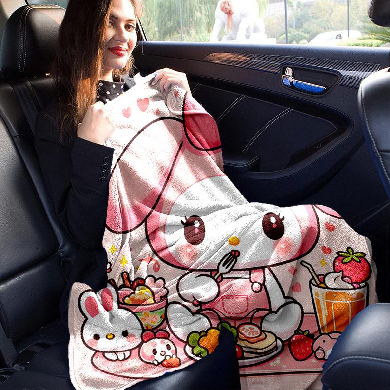 1pc My Melody's Sweet Breakfast Adventure Blanket, Soft Throw for Home Decor, Gift Idea, Suitable for All Seasons, Living Room, Travel, Camping, Car B