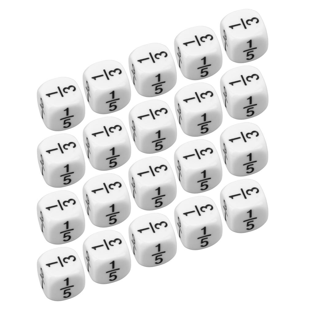 20 PCS 16mm Fraction Dice White Fraction Symbols Dices Mathematical Arithmetic Teaching Tool