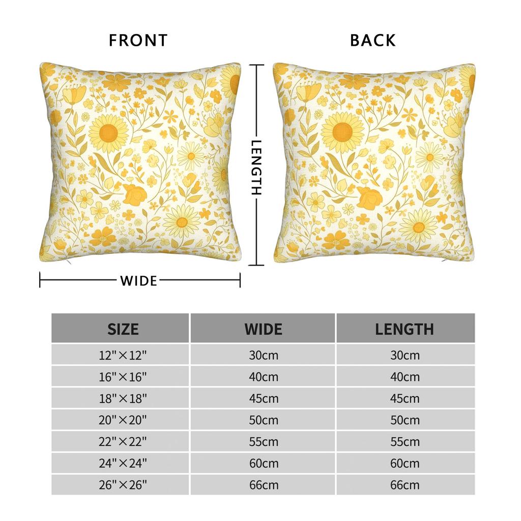 Sunny Yellow Floral Pattern  Sunflower Daisy Design Pillow Cover  Novelty Pillow Case For Sofa Home Decor Soft Pillowcases Gift