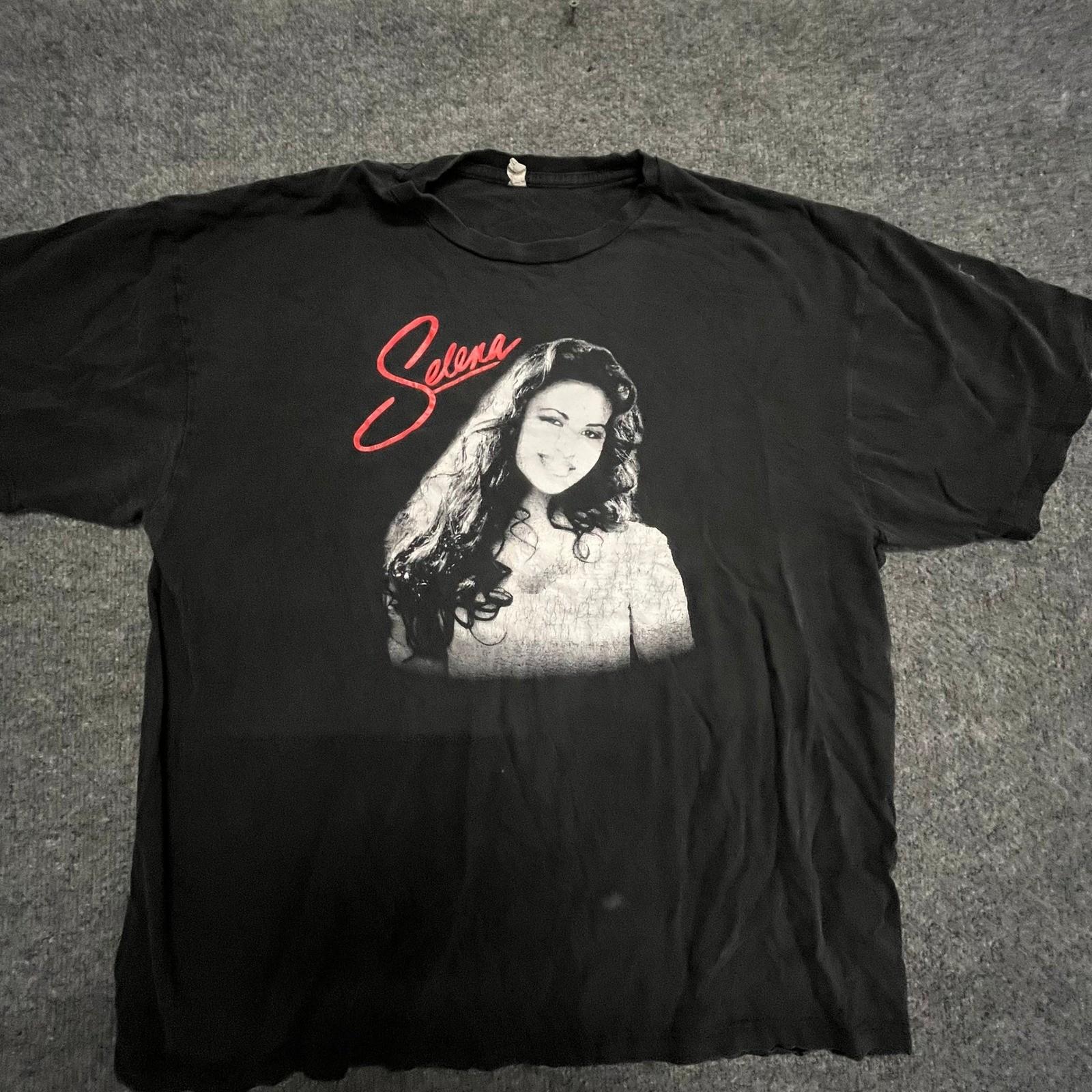Selena T-Shirt Mens Size XL Black Vintage Graphic Portrait Short Sleeve Cotton L
