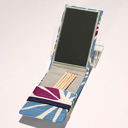 Kyoto - Traditional and Comfortable Japanese Goods: Toothpick Holder with Mirror (Hemp Leaf Blue)